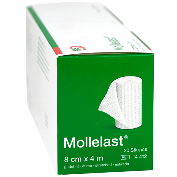 Mollelast elastische fixatiewindsels 8cm x 4m cellofaan