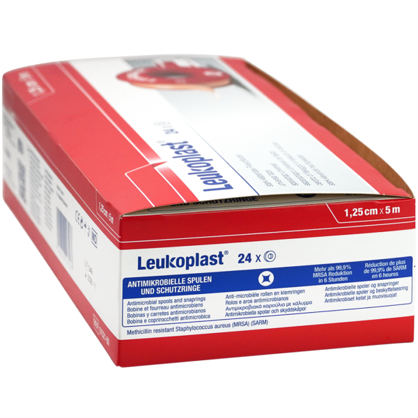 Leukoplast hechtpleister met klemring 1.25cm x 5m