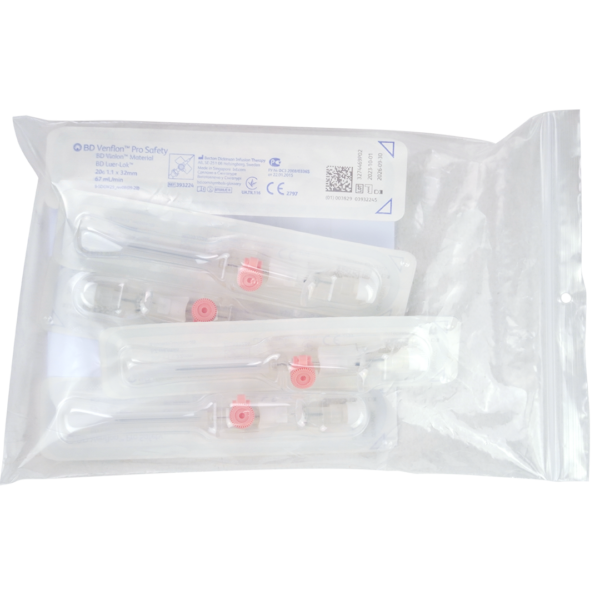 BD Venflon Pro Safety infuusnaalden 20G 1.1mm x 32mm roze