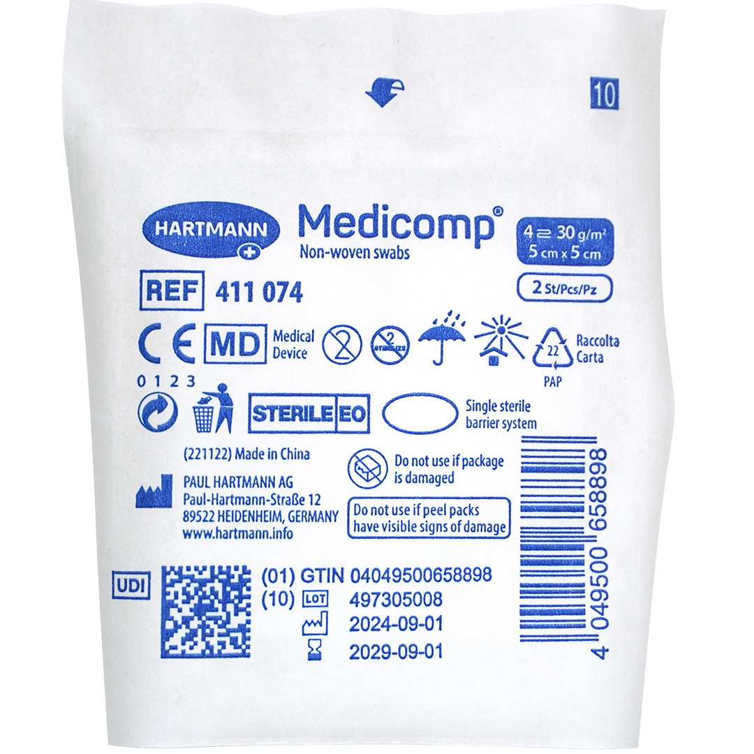 Medicomp gaaskompres 5cm x 5cm 4 laags steriel