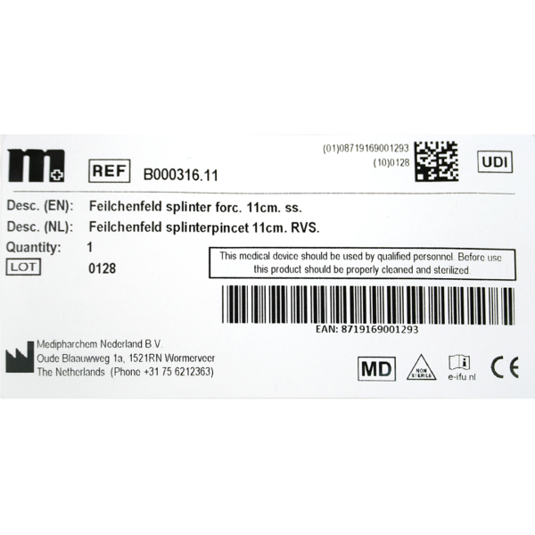 Feilchenfeld splinterpincet 11cm