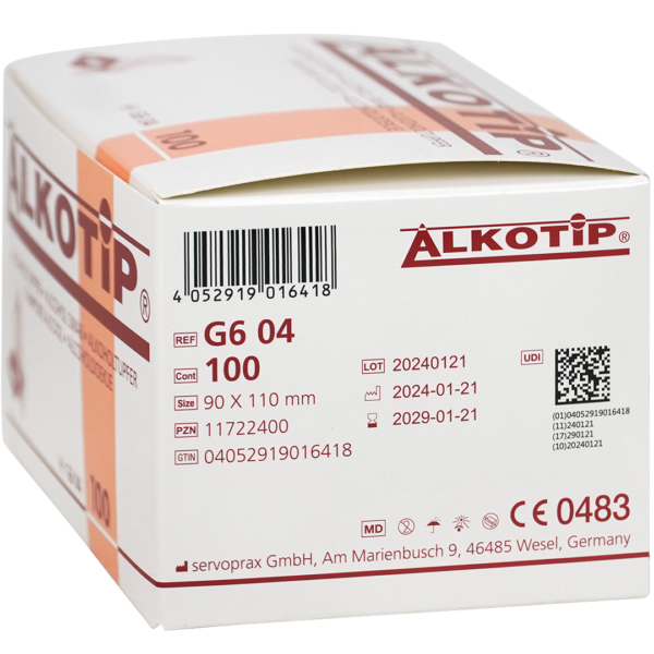 Alkotip alcoholdoekjes 90mm x 110mm individueel verpakt