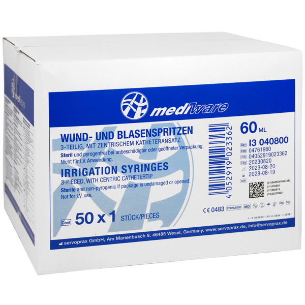 Mediware injectiespuiten50/60ml/KT 3 delig steriel