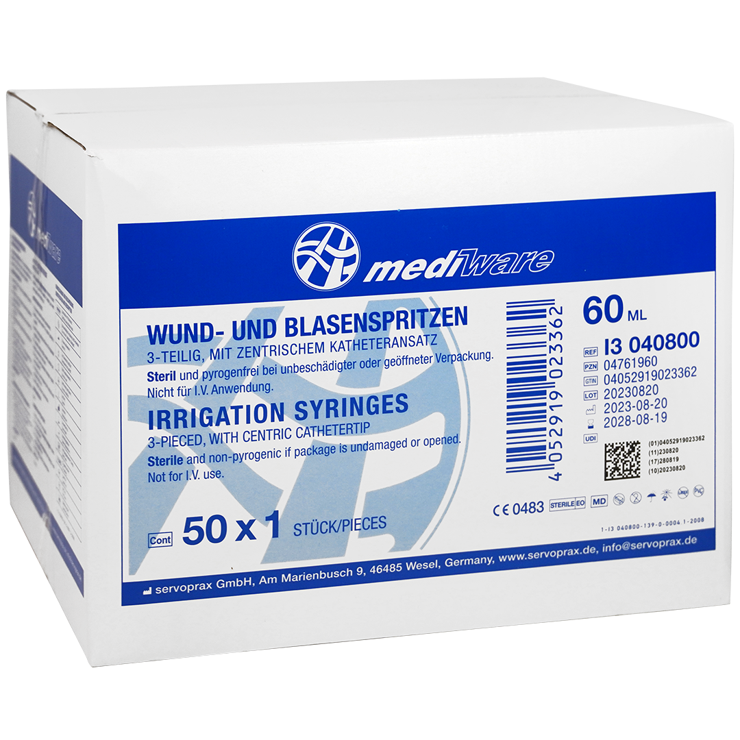 Mediware injectiespuiten50/60ml/KT 3 delig steriel