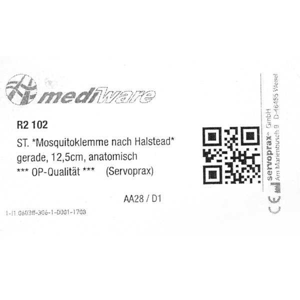 Mosquito / Halstead arterieklem, 12.5cm, recht