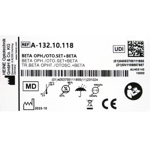 Heine 2.5V XHL BETA 200 F.O. Otoscoop BETA 200 Oftalmoscoop BETA batterijhandvat koffer
