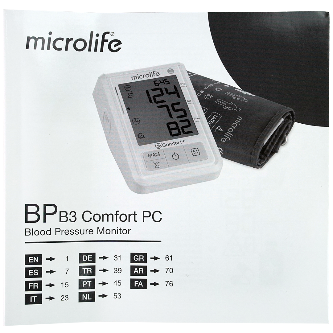 Microlife B3 Comfort PC Blood pressure monitor with Comfort+ technology -  EU Version 