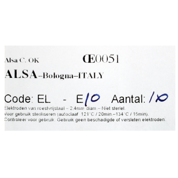 ALSA naaldelektrode zeer dun recht 2.4mm x 70mm