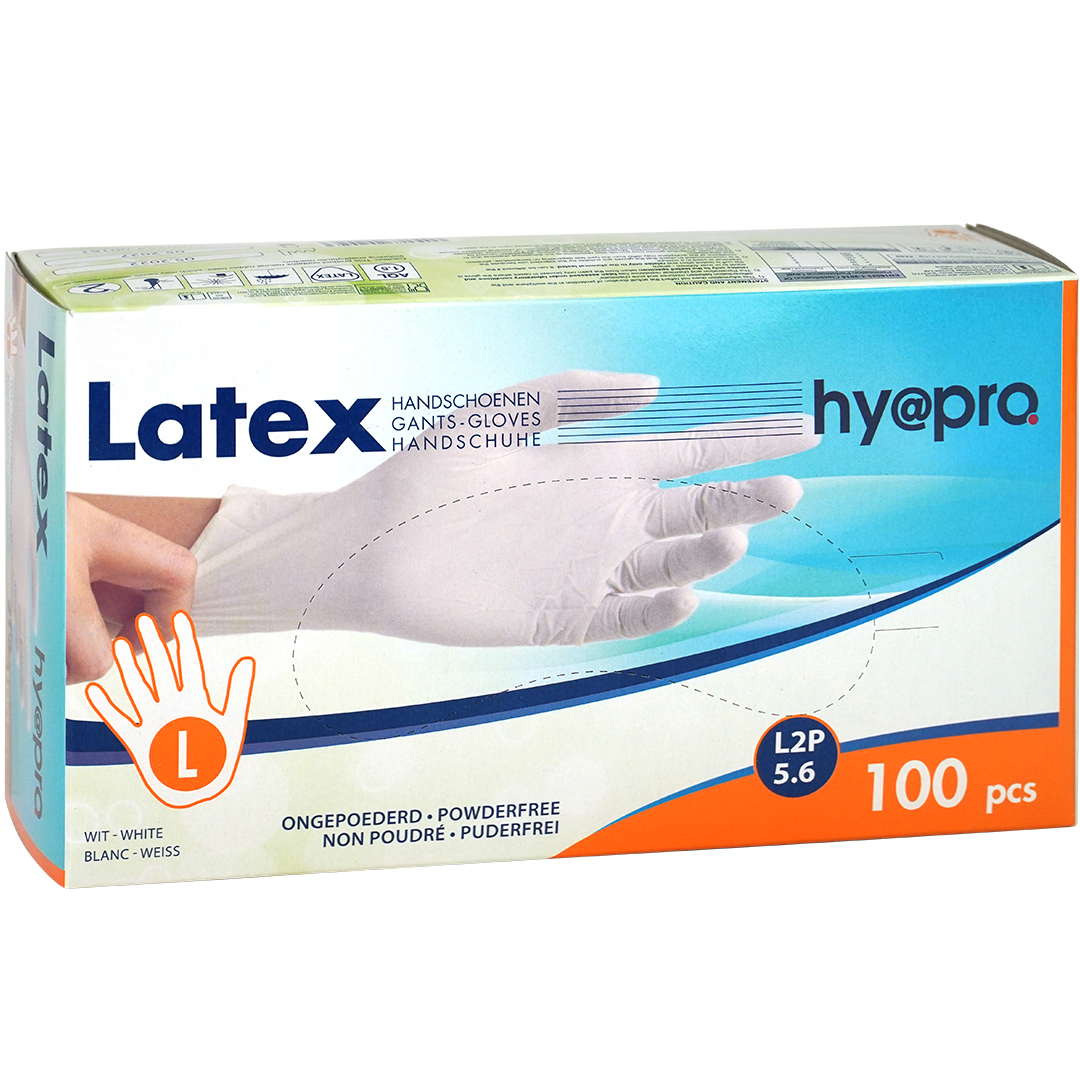 Couscous Vouwen Nutteloos hy@pro M5.8 latex handschoenen, L, poedervij, wit, onsteriel (100) –  Medische Artikelen SMA b.v.