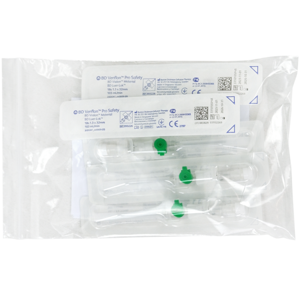 BD Venflon Pro Safety infuusnaalden 18G 1.3mm x 32mm groen