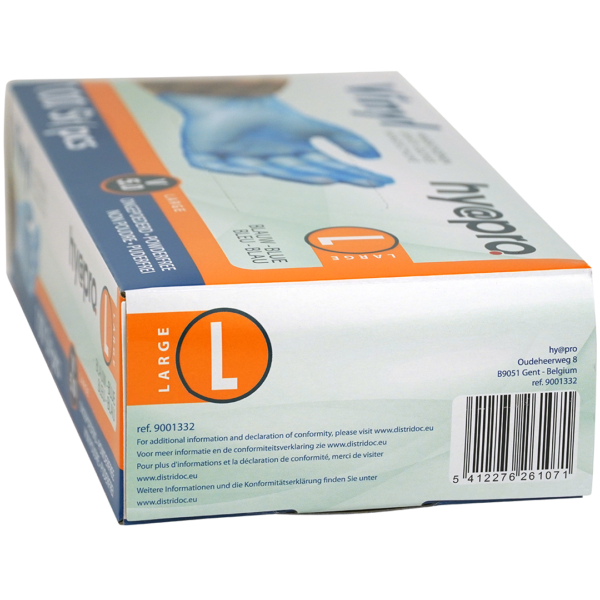 hy@pro M5 vinyl handschoenen L poedervrij blauw onsteriel