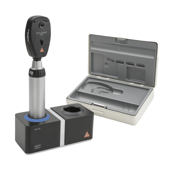 Heine BETA 200S Oftalmoscoop LED + BETA NT4 oplaadbare handvat + NT4 tafeloplader